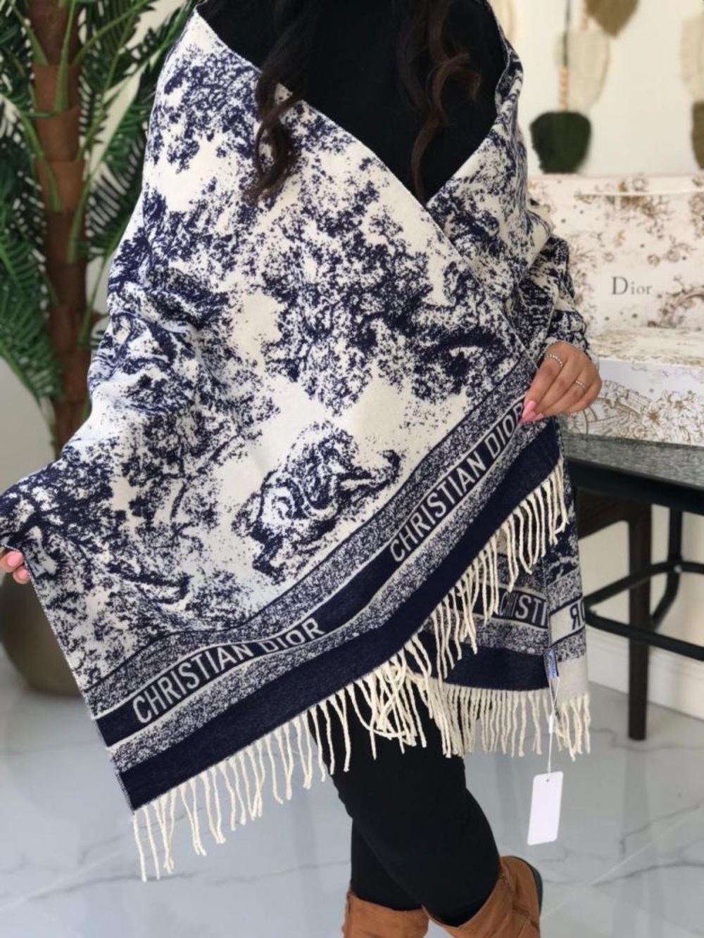 Christian Dior Toile De Jouy Reverse Grey Classic Bath Beach Towel